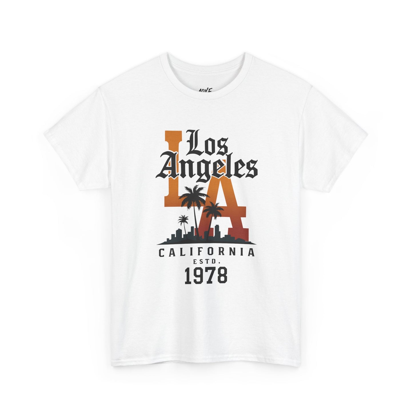 White t-shirt with 'Los Angeles California Est. 1987' design on a white background