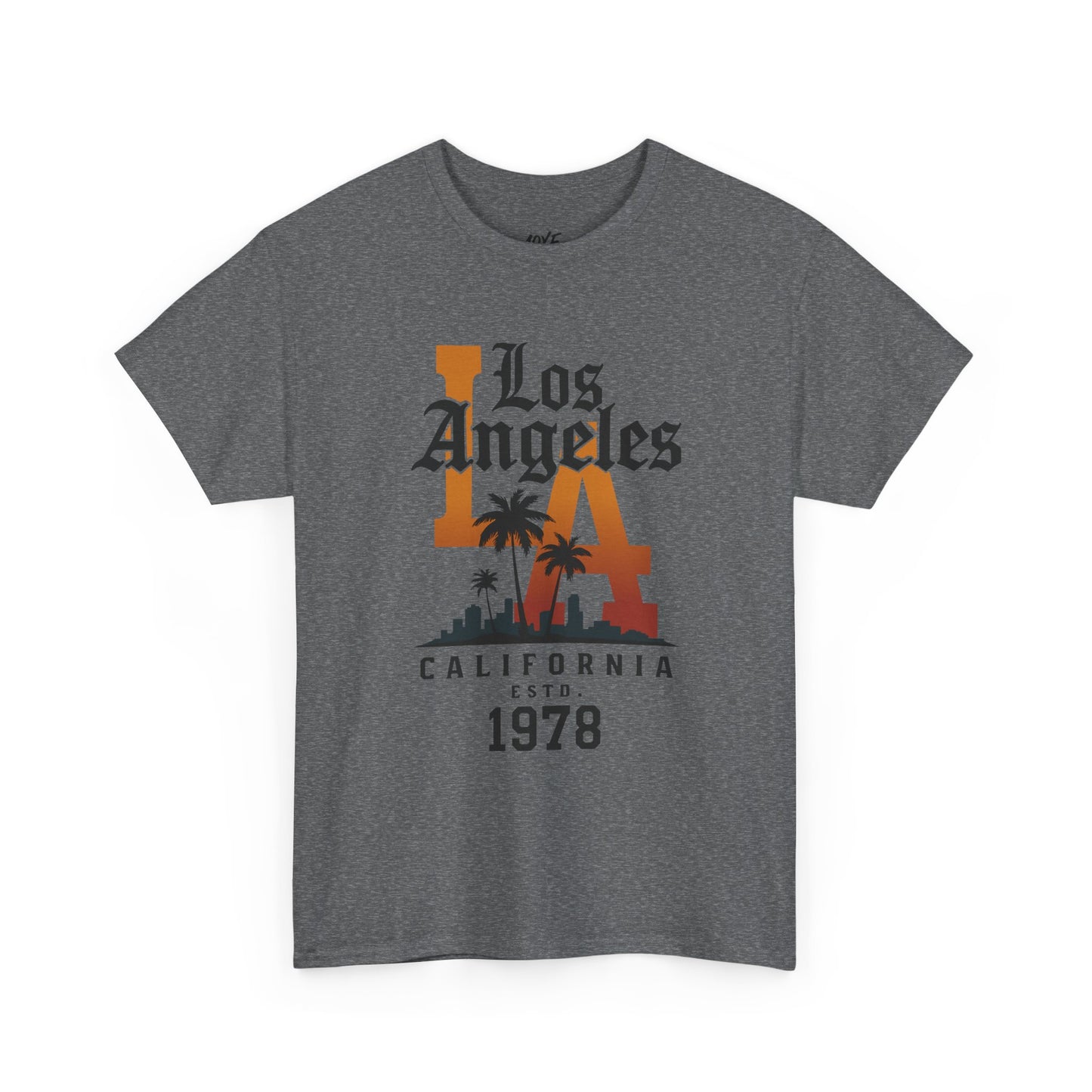 Gray t-shirt with 'Los Angeles California Est. 1978' design on a white background