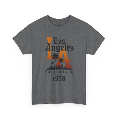 Gray t-shirt with 'Los Angeles California Est. 1978' design on a white background