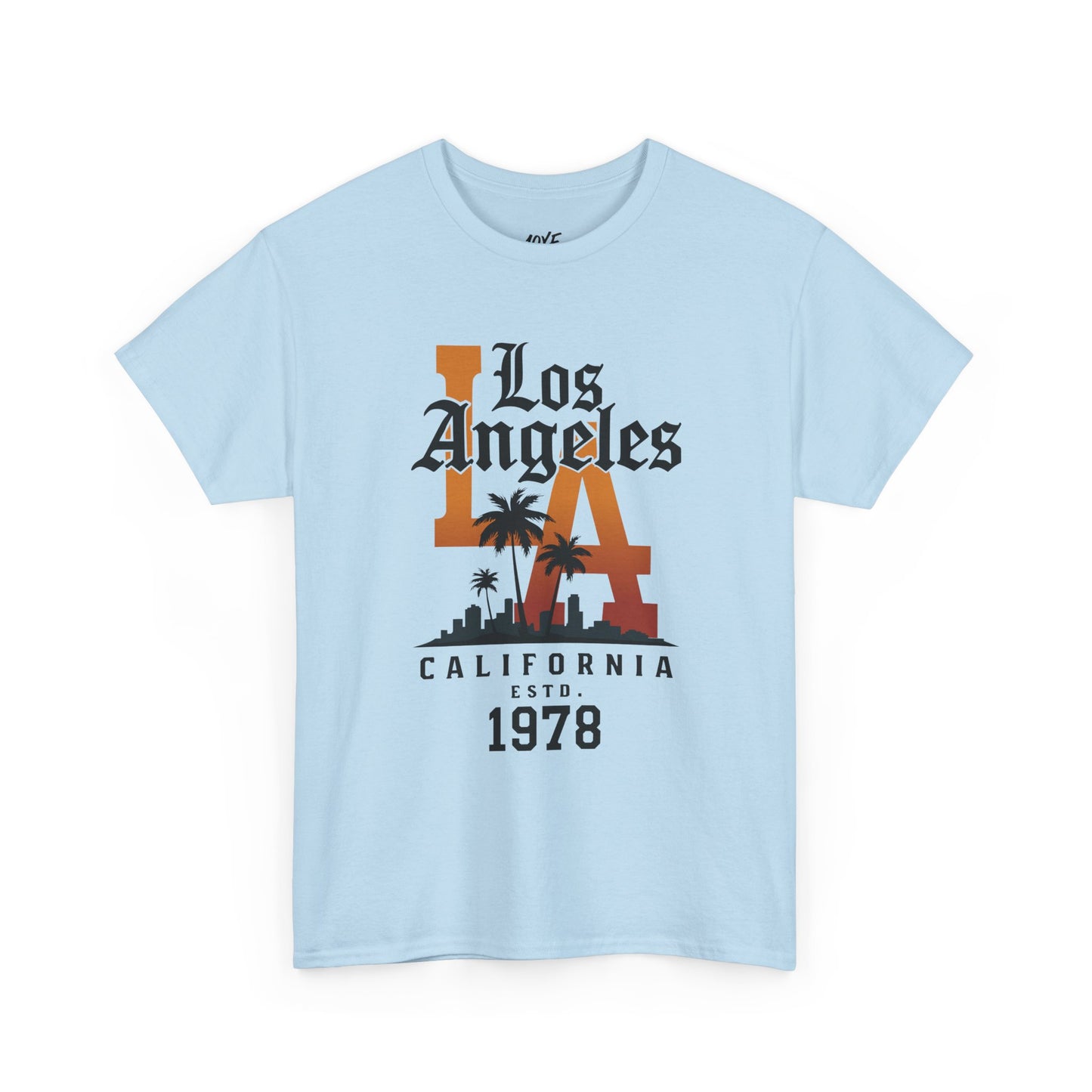Light blue t-shirt with 'Los Angeles California Est. 1978' design on a white background