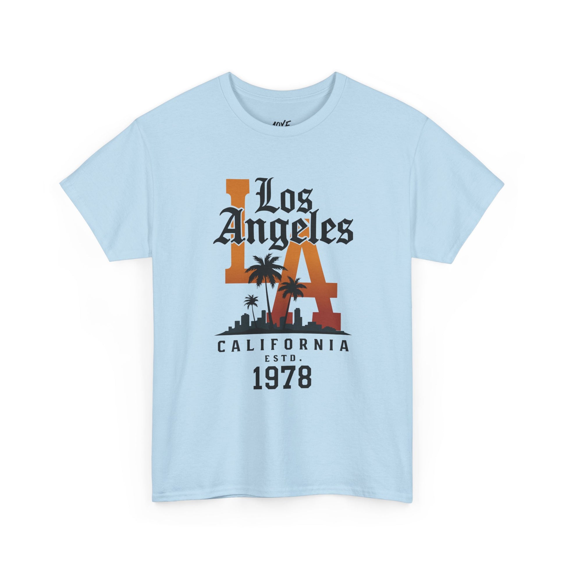Light blue t-shirt with 'Los Angeles California Est. 1978' design on a white background