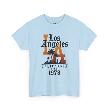 Light blue t-shirt with 'Los Angeles California Est. 1978' design on a white background